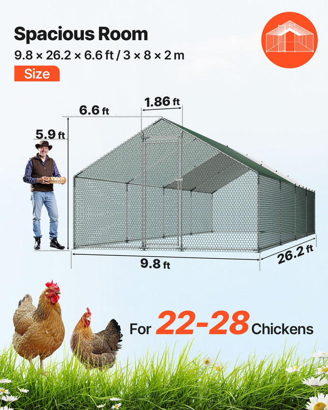 Metalinis vištidės aptvaras VEVOR JD382, 3x8x2 m