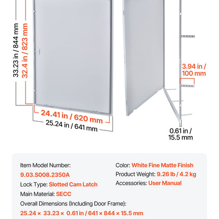 Revizinis liukas VEVOR 9.03.S008.2350A, 84x64 cm