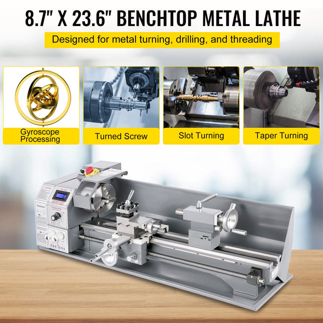 Mini metalo tekinimo staklės VEVOR 220 x 600 mm, 750 W
