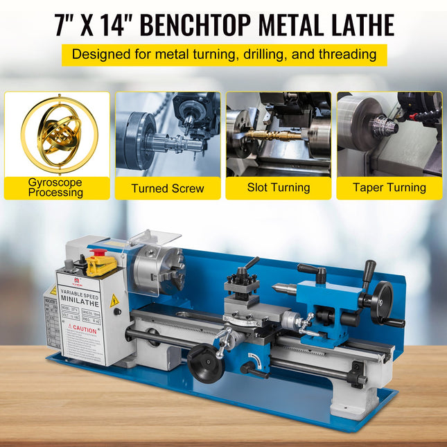 Mini metalo tekinimo staklės VEVOR 7x14, 550W