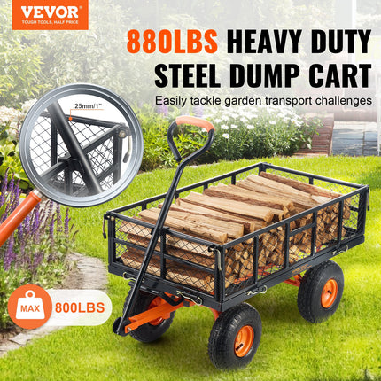 Sodo vežimėlis-savivartis VEVOR TC4211FKB, 399 kg keliamoji galia