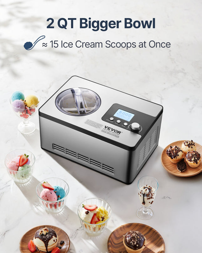 Automatinė ledų gaminimo mašina VEVOR ICE2032-GS, 1,9 l