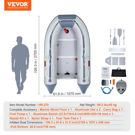 Pripučiama valtis VEVOR HR-270, 4 vietų, 453 kg keliamoji galia