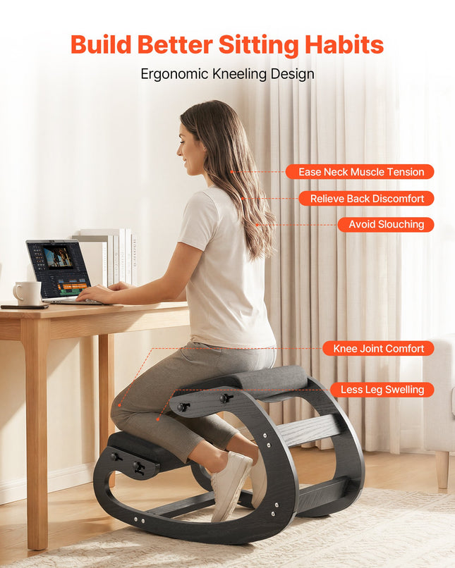 Ergonominė klūpėjimo kėdė VEVOR QDQY-02, reguliuojamas aukštis