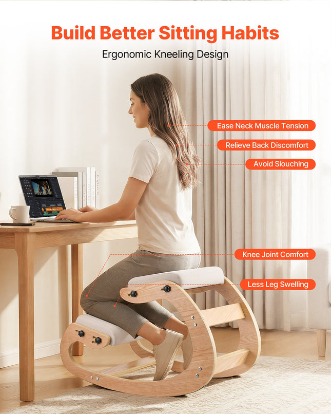 Ergonominė klūpėjimo kėdė VEVOR QDQY-03, 120 kg apkrova