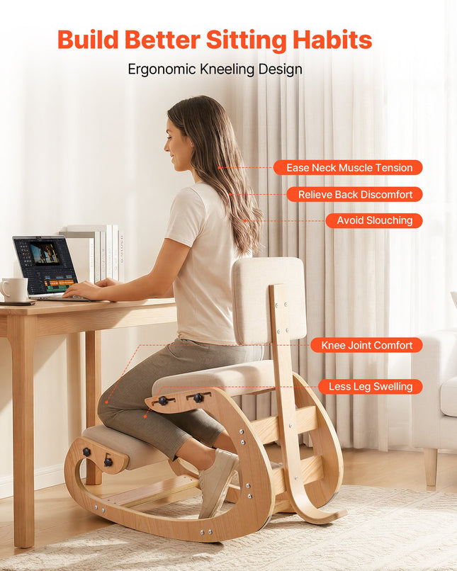Ergonominė klūpėjimo kėdė VEVOR QDQY-05, su atlošu
