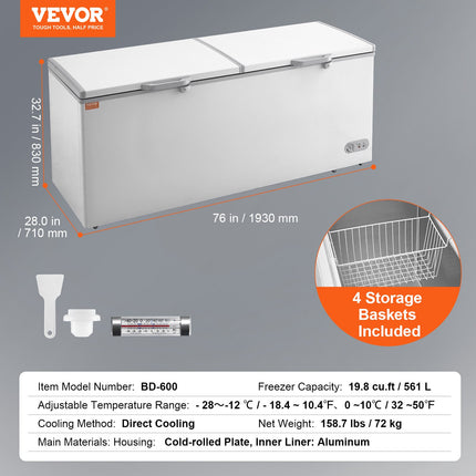 Horizontali šaldymo dėžė VEVOR BD-600, 561 l