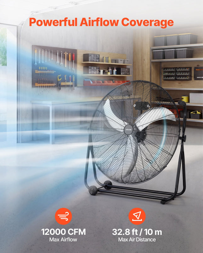 Pramoninis būgninis ventiliatorius VEVOR HIFANXSTANDMETAL30RC, 12000 CFM