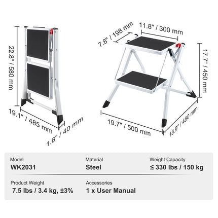 Sulankstomos kopėtėlės VEVOR WK2031, 150 kg keliamoji galia