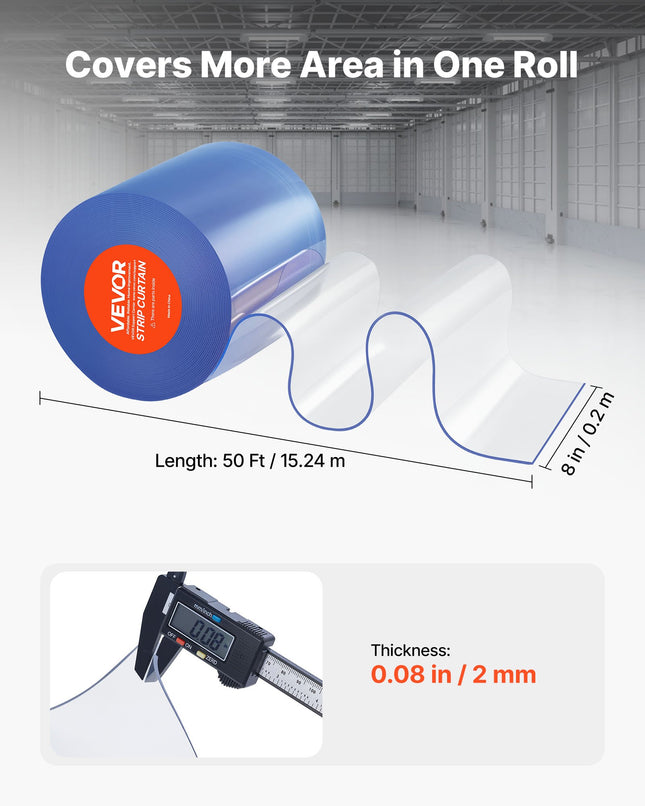 PVC juostinė užuolaida VEVOR MS-0001, 15 m ilgio