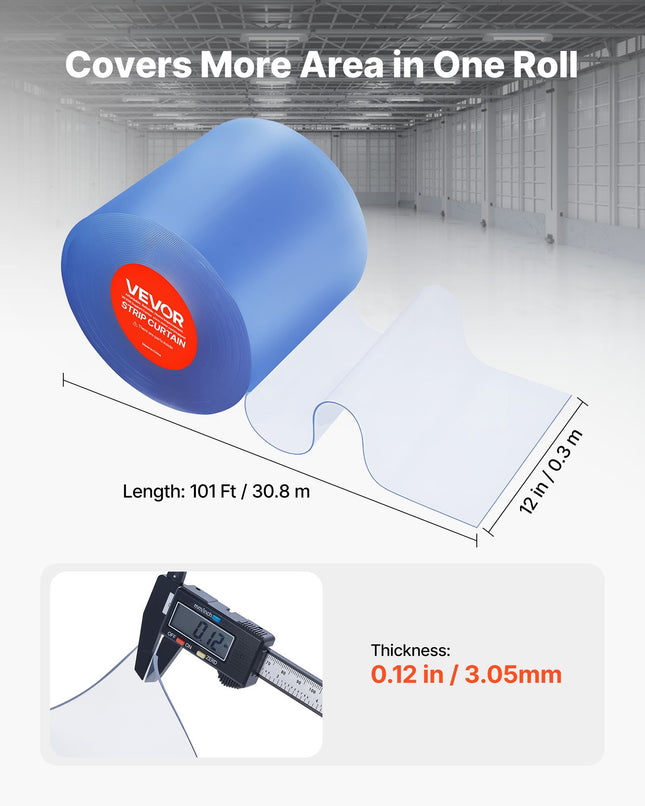 PVC juostinė užuolaida VEVOR MS-0007, 30,8 m ilgio