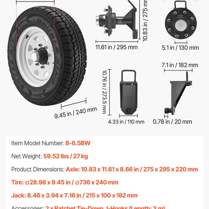 Jūrinių konteinerių ratų komplektas VEVOR 8-6.5BW, iki 4000 kg apkrova