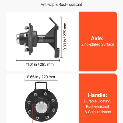 Jūrinių konteinerių ratų ašių rinkinys VEVOR 8-6.5B, 4000 kg keliamoji galia