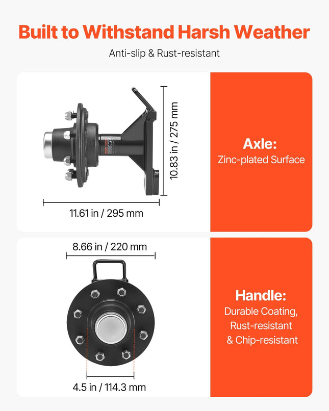 Jūrinių konteinerių ratų ašių rinkinys VEVOR 8-6.5B, 4000 kg keliamoji galia
