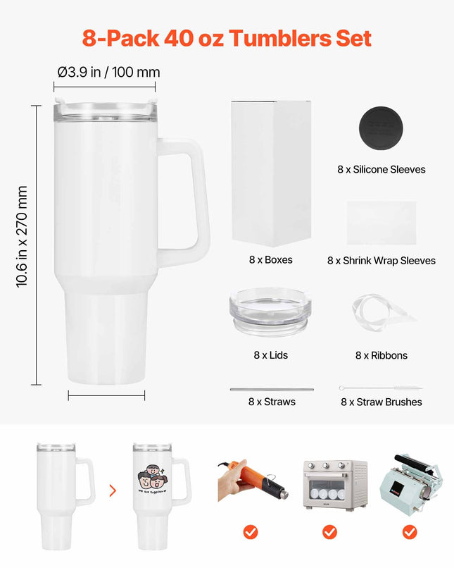 Sublimaciniai puodeliai VEVOR G8JMITWI, 8 vnt., 1183 ml