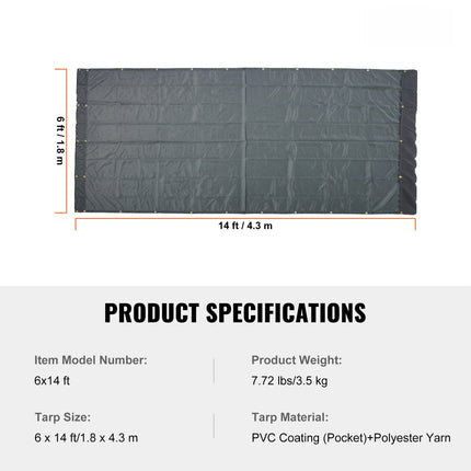 Savivarčio tinklinis tentas VEVOR 6 x 14 ft, PVC danga