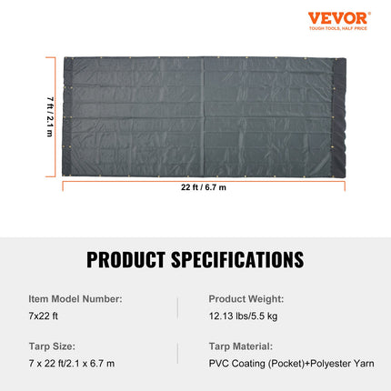 Savivarčio tinklinis uždangalas VEVOR 7x22 ft, 2,1 x 6,7 m