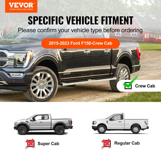 Šoniniai slenksčiai VEVOR Ford F150 / F-250 / F-350, 15 cm pločio