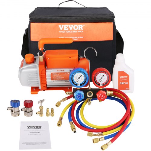 Vakuuminis siurblys su manometrų rinkiniu VEVOR TW-1.5K(R32), 128 l/min
