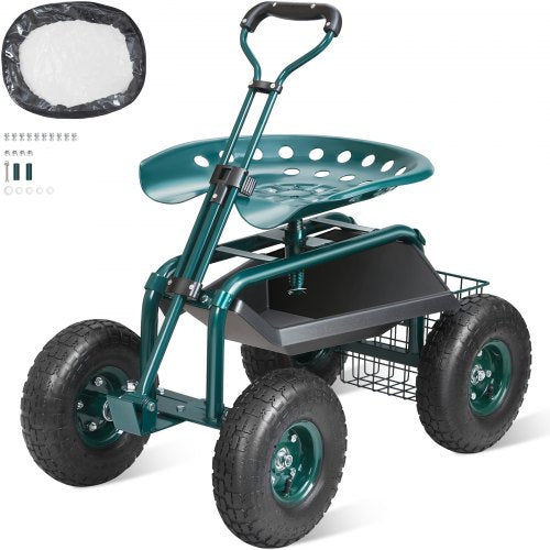 Sodo kėdutė su ratukais VEVOR TC4501S-GN, 136 kg apkrova