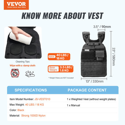 Svorio liemenė VEVOR JS-VEST010, iki 18 kg (40 lb)