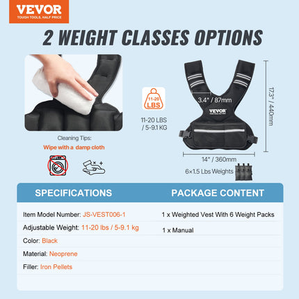 Reguliuojama svorio liemenė VEVOR JS-VEST006-1, 5–9,1 kg