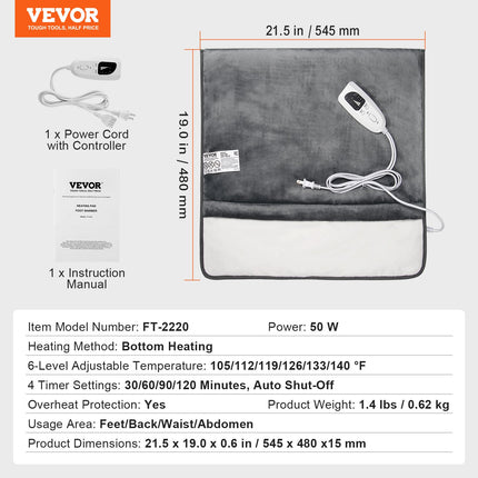 Elektrinis kojų šildytuvas VEVOR FT-2220, 6 šildymo lygiai
