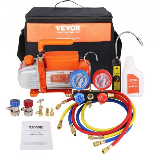 Vakuuminis siurblys su manometrų rinkiniu VEVOR KQ-1.5K, 4 CFM