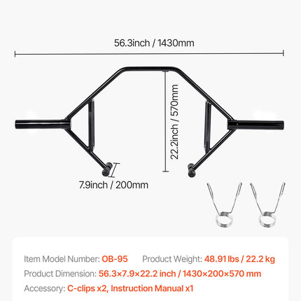 Šešiakampė štanga (Trap Bar) VEVOR OB-95, 360 kg apkrova