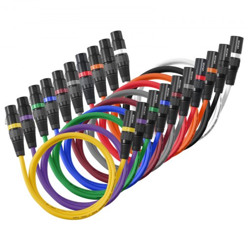 XLR kabelių rinkinys VEVOR XY-XLR-3.3FT-10PK, 10 vnt. (1 m)