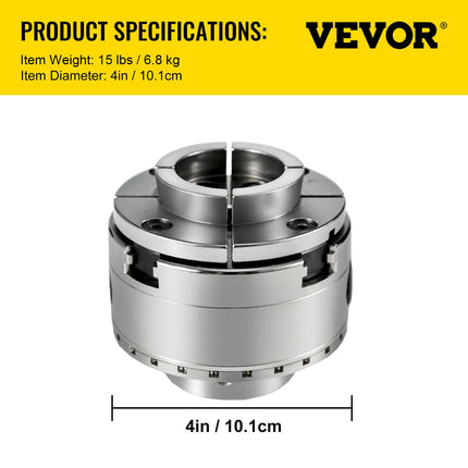 Medžio tekinimo griebtuvas VEVOR 4 colių, 1" x 8TPI sriegis
