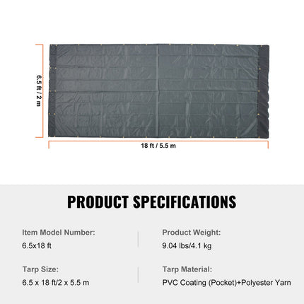 Sunkvežimio tento tinklelis VEVOR 6.5x18 ft, 2 x 5,5 m