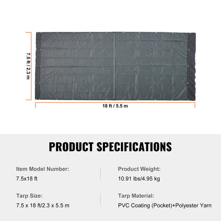 Sunkvežimio savivartės uždangalas VEVOR 7.5x18 ft, PVC dengtas tinklelis