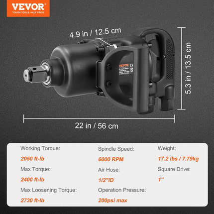 Pneumatinis veržliasukis VEVOR 1", 3698 Nm