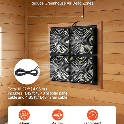Saulės energija varomas ventiliatorius VEVOR 25W-XC12025X12Z, 25W