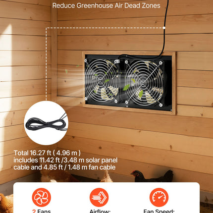 Saulės energija varomas ventiliatorius VEVOR 15W-XC12025X12Z, 15W