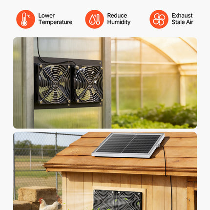 Saulės energija varomas ventiliatorius VEVOR 15W-XC12025X12Z, 15W