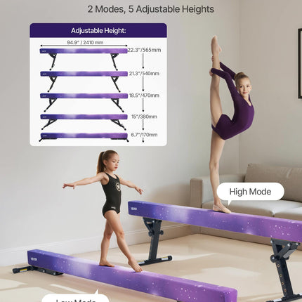 Gimnastikos buomas VEVOR SWC8WSU1, 2,45 m ilgio
