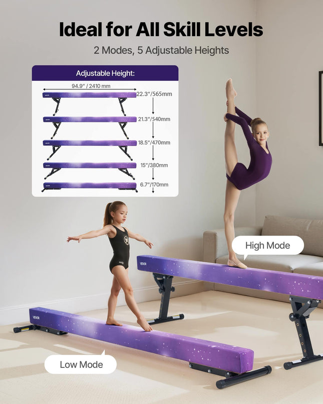 Gimnastikos buomas VEVOR SWC8WSU1, 2,45 m ilgio