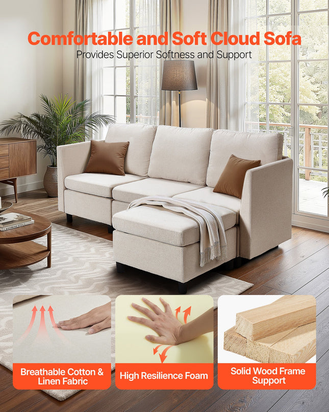 Modulinė kampinė sofa VEVOR SS001-3, 3 vietų su daiktadėžėmis