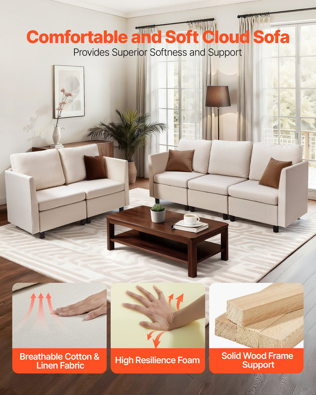 Modulinė kampinė sofa VEVOR SS001-5, 5 vietų su daiktadėžėmis