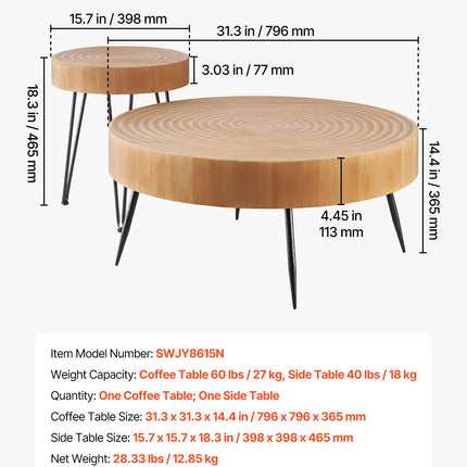 Kavos staliukų rinkinys VEVOR SWJY8615N, 79,6 cm