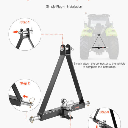 3 taškų pakabos adapteris VEVOR S-07, 2720 kg keliamoji galia