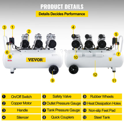 Oro kompresorius VEVOR KYJ-5244, 80 l
