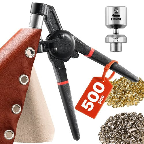 Kniedijimo įrankių rinkinys VEVOR 6MM50V, 500 vnt. 6 mm kniedžių