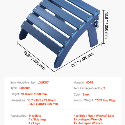 Adirondack kėdės pakojų rinkinys VEVOR LXSKU7, HDPE plastikas