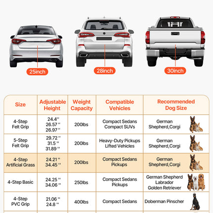 Šunų laiptai automobiliui VEVOR 47.5x43-5-2, 4 pakopų, iki 91 kg
