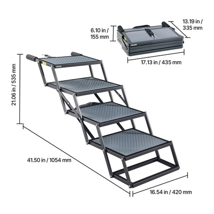 Šunų laiptai automobiliui VEVOR 40x33.2-5, 4 pakopų, iki 181 kg