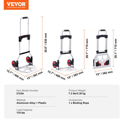 Sulankstomas transportavimo vežimėlis VEVOR 2123A, 80 kg keliamoji galia