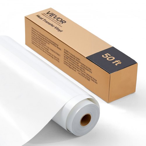 Termopervežimo plėvelė (HTV) VEVOR pvc-k1-50ft, 304,8 mm x 15,24 m, blizgi balta